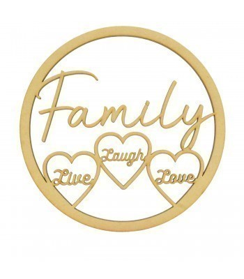 Laser Cut 'Family Live Laugh Love' Dream Catcher Frame - Wall Art Hoop - Size Options 